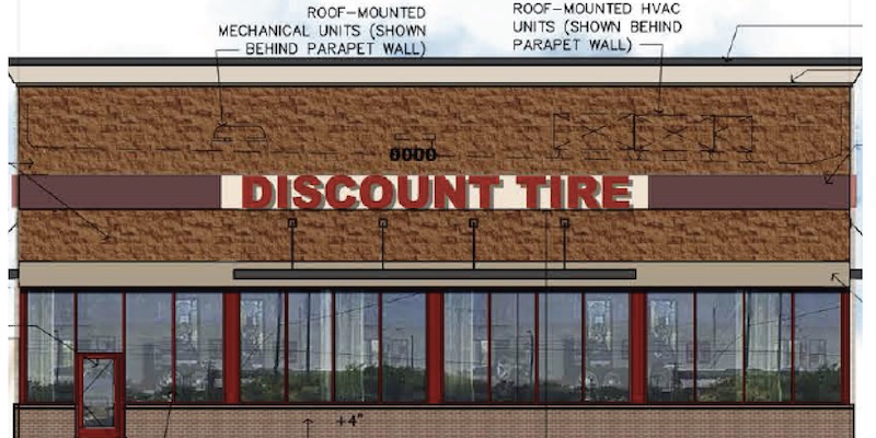 rendering of new Discount Tire building