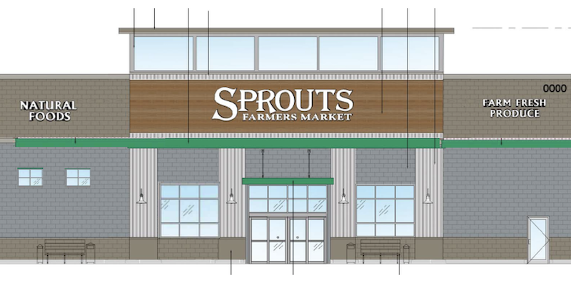 Sprouts rendering of Sprouts grocery store building