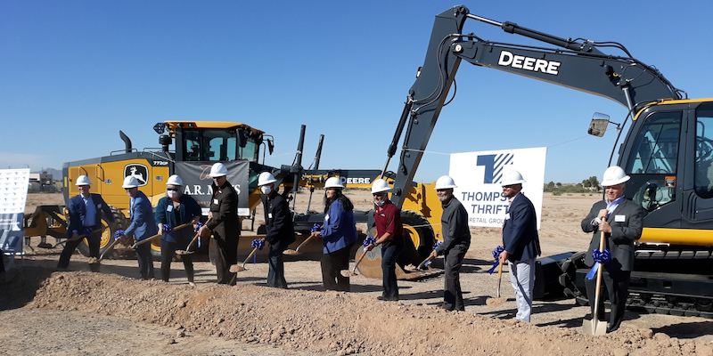sonoran-creek-groundbreaking Maricopa City Council members shoveling direct for Sonoran Creek groundbreaking
