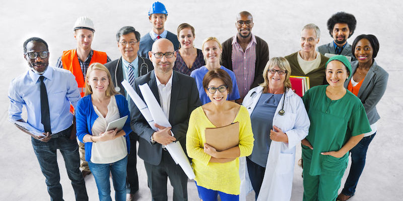diverse multiethnic people with different jobs