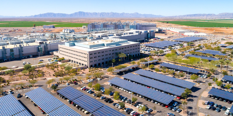 Aerial shot of Intel's campus in Chandler, Arizona Aerial shot of Intel's campus in Chandler, Arizona