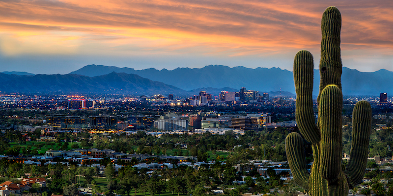 Dusk aerial shot of Phoenix Dusk aerial shot of Phoenix